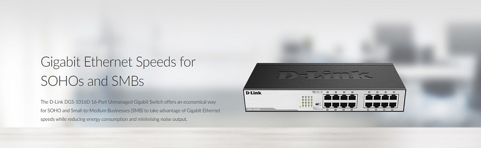 16 port gigabit unmanaged switch splitter hub compact