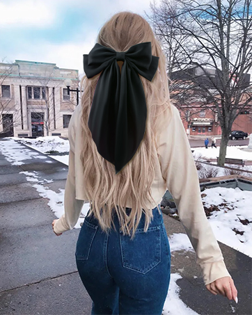 Silk Satin Hair Bows Hair Clip Long White Hair Ribbon Bow Hair Bow