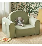 Tiny Land 2-in-1 Foldable Kids Couch with Pockets – Soft Thick Toddler Sofa, Lounger Couch, Conve...