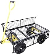 Donext Heavy Duty 880 Lbs Capacity Mesh Steel Garden Cart Folding Utility Wagon cart with Removab...