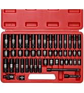 Mayouko 48 Pieces 3/8" Drive Impact Socket Set, SAE/Metric, 6 Point, CR-V, Includes Extension Bar...