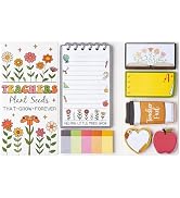 Xqumoi Retro Wildflowers Teachers Sticky Notes Set - Teacher Plant Seeds Self-Stick Note Pads Tea...