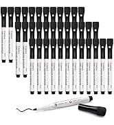 Comix Magnetic Dry Erase Markers, Fine Tip Black Whiteboard Markers with Eraser Cap, Low Odor Bla...