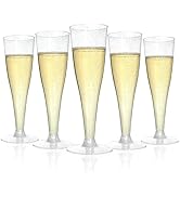 Bestluck 100 Pack Champagne Flutes Plastic, 4.5 oz Silver Glitter Plastic Disposable Stemware, Di...