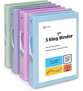 Enday 1 Inch Binder - 1 Inch 3 Ring Binder, Round Ring Pastel with Clear View Cover for Letter Si...