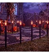 Halloween Pathway Lights Outdoor, 19.5Ft Halloween Pathway Marker String Lights with 10 C18 Flick...