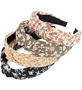 DRESHOW Headbands for Women and Girls Flower Printed Knotted Plastic Head Band Fashion Boho Wide ...