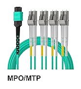 10Gtek Fiber Optic Cable Patch Cord - MPO to 8X LC Fanout Fiber Jumper Patch Cord, OM4 Multimode ...