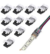 SUPERNIGHT 10 Pack 4 Pin LED Connector for Waterproof 10mm RGB 5050 5630 LED Strip Lights, Strip ...