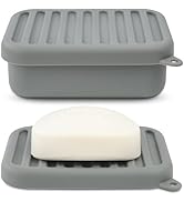 Superior Leak-Proof Silicone Travel Soap Case with Drainage Lid/Layer, Compact Bar Soap Container...