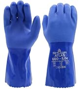 SHOWA Atlas 660 Triple-Dipped PVC Coated Chemical Resistant Safety Glove with Cotton Liner, 12" L...