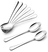 IQCWOOD 304 Stainless Steel Sporks, 8-Pack 7.2-Inch Dishwasher Safe | Heavy Duty Salad Forks for ...