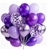 PartyWoo Purple Balloons 66pcs 12 Inch Light Pastel Dark Metallic Purple Lilac Lavender Confetti ...
