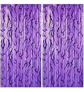 Kpop Birthday Decorations 2 Pack 3.3 x 8.2 FT Purple Energy Pattern Iridescent Holographic Tinsel...