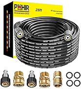 POHIR Pressue Washer Hose 25ft Quick Connect M22 Fittings, 4000 PSI Pressure Power Washer Hose Re...