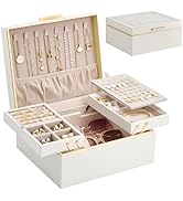 Lolalet Jewelry Box Organizer for Women Girls, 2 Layer Jewelry Organizers and Storage for Necklac...