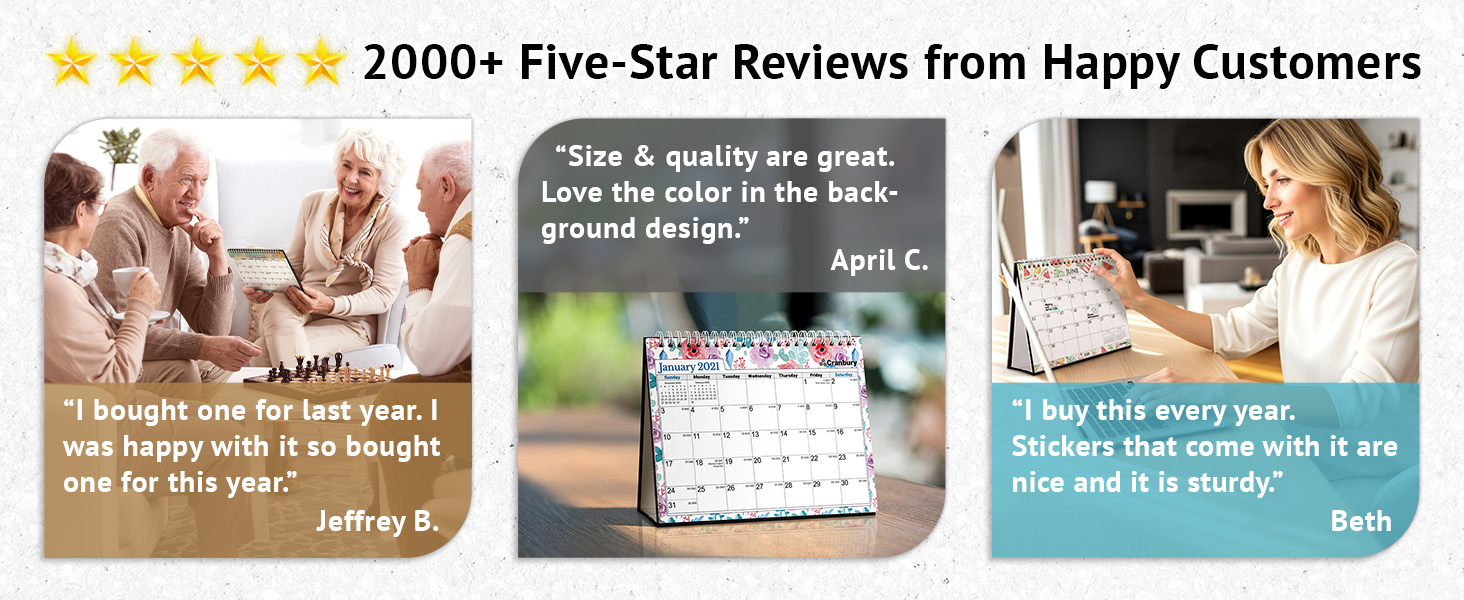 8x6 Desk Calendar - - 5 star reviews