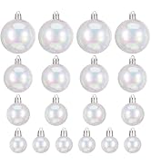 iplusmile 18pcs Iridescent Christmas Hanging Balls Plastic Xmas Tree Ornaments in Multi Color Dec...