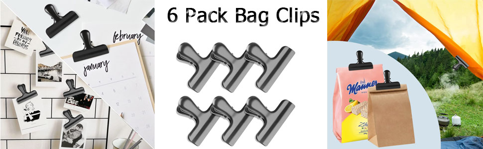 Bag Clips, Stainless Steel Chip Clip, Black Chip Clips Bag Clips Food Clips