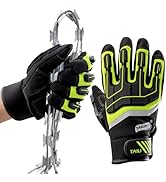 TAILI Heavy Duty Level 5 Puncture and Cut Resistant Gloves for Men Work, 3D PVC Level 1 Impact Pr...