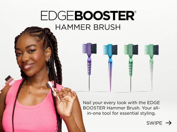 EDGE BOOSTER Hammer Brush all in one styling tool with dual comb brush for sleek hair edges