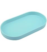 VCREATC Blue Small Tray (10 inch), Oval Tray for Kitchen Counter, Bathtub Bathroom Vanity Items, ...