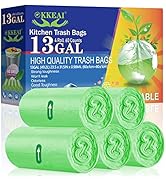 OKKEAI Large Garbage Bags 13 Gallon/49 Liter,0.98 Mil Thicken Tall Kitchen Green Trash Bags for L...