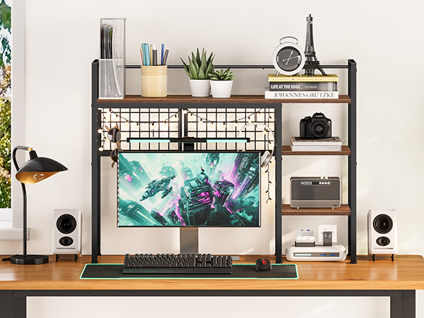computer monitor stand with shelf