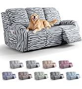 VANSOFY Recliner Couch Covers 8-Pieces, Stretch Zebra Stripe Recliner Sofa Covers Washable Soft F...