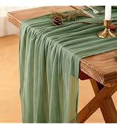 Sage Green Table Runner, 120 Inch 10 FT Boho Rustic Cheesecloth Gauze, Farmhouse Centerpieces Dec...