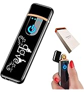 Electronic Lighter, USB Rechargeable Lighter, Mini Creative Touchscreen LED Power Display Windpro...