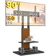 TVON Heavy Duty Floor TV Stand for 55-90 inch Large TVs up to 150 lbs, Tall TV Stand with Height ...