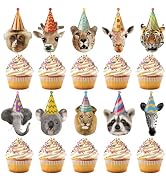 Hooqict 40Pcs Safari Animal Cupcake Toppers Party Animal Birthday Cake Decorations Jungle Theme C...