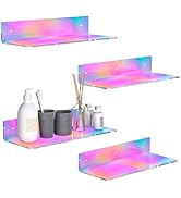 Hexsonhoma Sezanrpt 15 Inches Iridescent Acrylic Shelves, Wall Mounted Shelves for Bedroom, Wall ...
