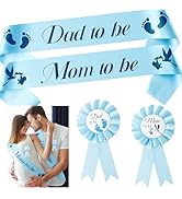 2ooya 4Pcs Stork Maternity Sash Set Blue Stork Mom to Be & Dad to Be Sash Kit with Corsage Pin St...
