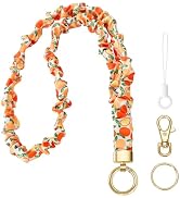 Stretchy Lanyard for ID Badges,Teacher Lanyard for Keys, Cute Neck Lanyard for Women (Orange)