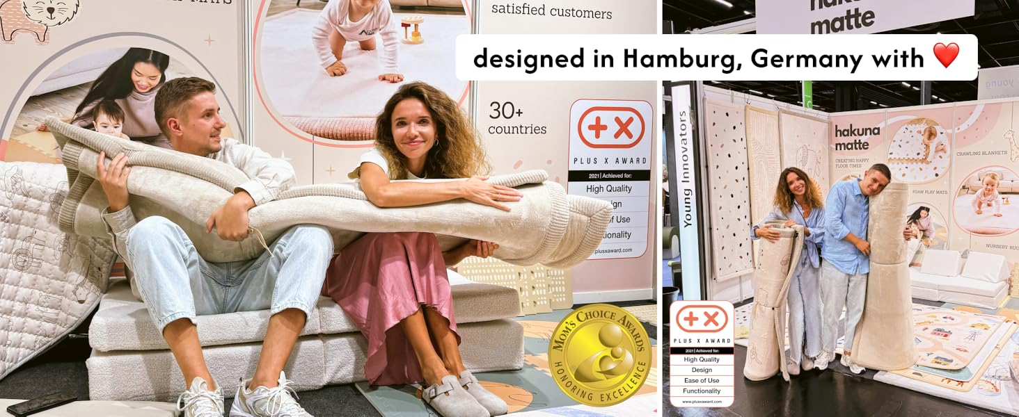 designed in Hamburg with love: pictures of the brand creators at multiple expos, Mom's choice award