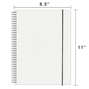 8.5x11 Notebok A4 Graph Spiral Grid Paper 160 Pages 120 GSM Thick Paper