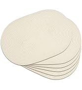 Noctiflorous Woven Oval Braided Placemats Set of 6-12 x 17.5 Inch Washable Non-Slip Heat Resistan...