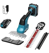 GARTOL Hedge Trimmer Cordless 2-in-1, 12'' Bush Trimmer & 20V Battery Powered Grass Shears with B...