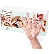 KUMSMAT Cooking Gloves 500 Count (Pack of 2), 3.2mil Disposable Food Gloves for Cooking, Clear, O...