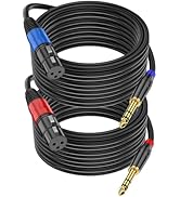 Jozzai Female XLR to 1/4 Inch (6.35mm) 25FT, 2 Pack, TRS Mono Jack Microphone Cable, Balanced 3 P...