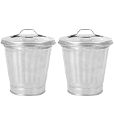 Toddmomy 2pcs Mini Trash Can Galvanized Flower Bucket Small Trash Cans with Lids Flower Pots Outd...