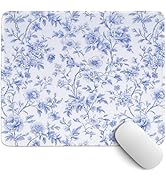 PaJiaNi Light Blue Chinoiserie Mouse Pad,Blue and White Floral Desk Mat,Girly Preppy Floral Mouse...