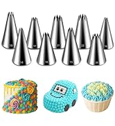 Suuker Open Star Piping Tips Set,9 Pieces French Star Tube Set Frosting Nozzle Kit,Stainless Stee...