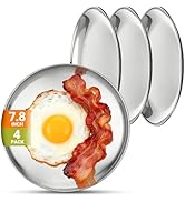 Offiper 4 Stainless Steel Plates, 7.8 inch Small 201 Metal Camping Plate Set, Reusable Food Servi...