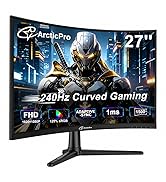 ArcticPro 27inch 240Hz Curved Gaming Monitor, FHD 1080p, 1ms Response Time, 4000:1 Contrast, PC M...