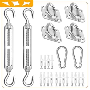 Shade Sail Hardware Kit,304 AntiRust Stainless Steel Mounting Accessory Rectangle Square Triangle