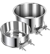 2 Pcs Large Pet Dog Food Water Bowl for Cage Stainless Steel Non-Spill Kennel Hanging Cats Bowls ...