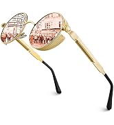 GQUEEN Retro Round Circle Steampunk Sunglasses Polarized Metal Alloy for Women Men MTS2